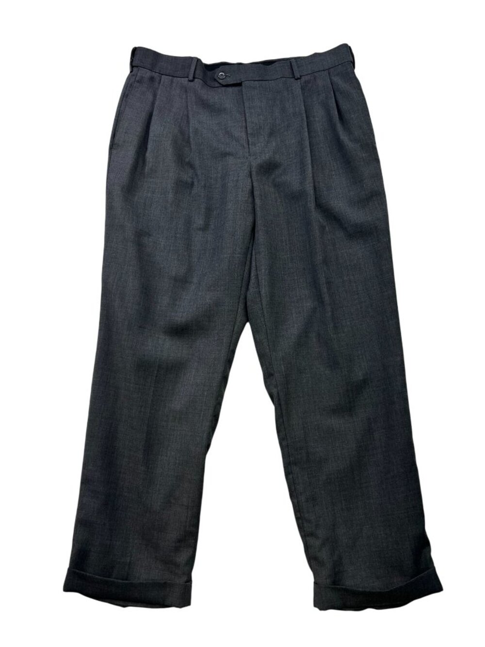 Stafford Men's Classic Fit Wool Pleated Chino Pants Wide-Leg Size 38x30 Gray